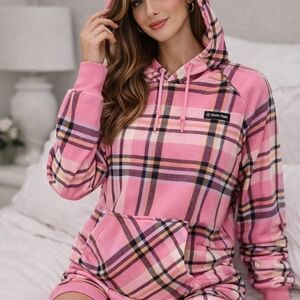 Spark Paws Pink Plaid Hoodie Dog Lover Matching Style 2XL